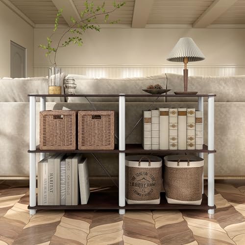 Homes: Inside + Out Apexa Modern 3-Tier Extra Wide Shelving Units, Collectibles Display Shelves, Easy Assembly Console T