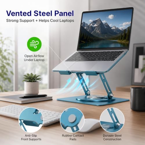Uncaged Ergonomics Laptop Stand for Desk Riser/360° Swivel (Ocean Blue)