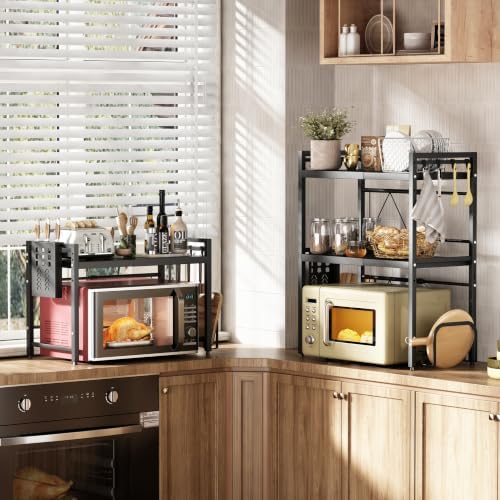 NETEL 3 Tier Expandable Microwave Stand countertop,Microwave Oven Rack