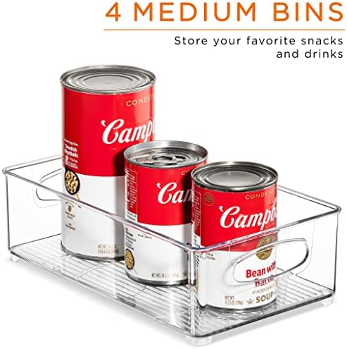 Sorbus Set of 8 Clear Fridge Organizers - Refrigerator & Pantry Bins for Organizing Food - 2 Different Sizes with Handle
