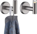 JQK Bathroom Towel Hook Brushed, Coat Robe Clothes Bath Wall Hooks for Kitchen Garage SUS 304 Stainless Steel Thick 0.8mm, 2 Pack Brushed Steel, TH100-BN-P2