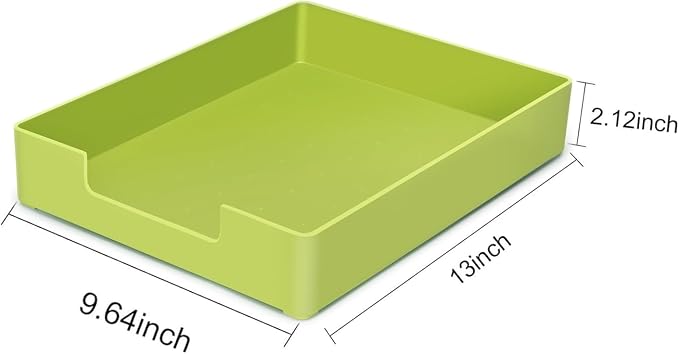 Letter Tray, 2 Pack Stackable Desk Organizer for Office | A4 & letter size compatible. Stackable plastic trays for school, home storage. Durable ABS material. 2-pack green.