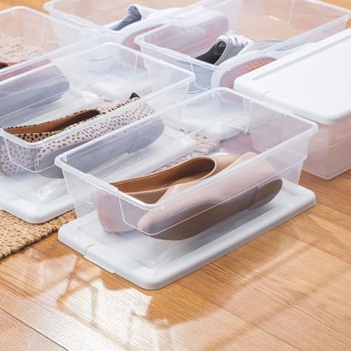 Sterilite Storage Boxes, Stackable Clear Plastic Bins, 6 Quart, 48-Pack