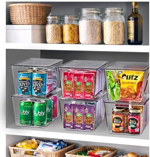 Sorbus Clear Storage Bins with Lids for Kitchen (Large, 8 Pack)