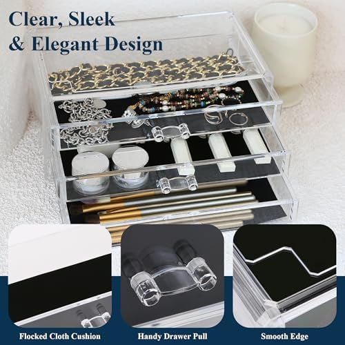 Sea Team Stackable Clear Acrylic Makeup Organizer with Drawers for Vanity