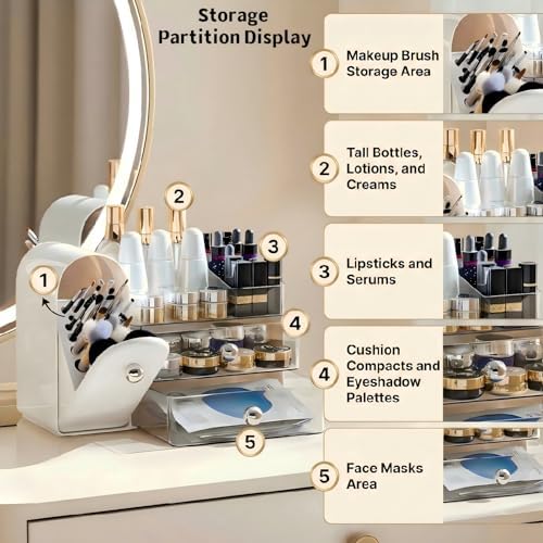 Makeup Organizer for Vanity with Brush Holder,Skincare Organizer