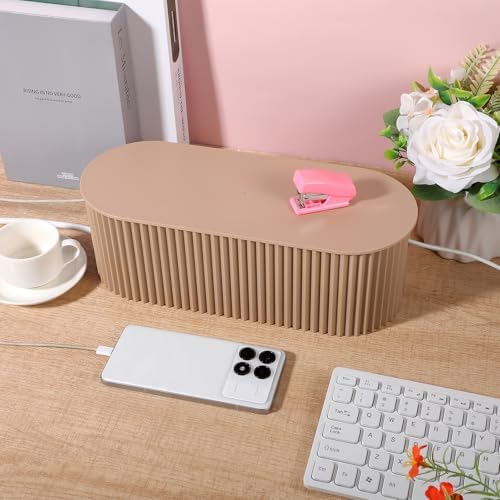 2 Pcs Large Cable Management Box, Plastic Cord Organizer for Power Strips, Surge Protectors, Chargers, Adapters, TV Comp
