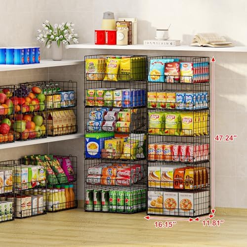 JKsmart 6-Tier XXL Stackable Wire Basket, Snack Organizer for Countertop