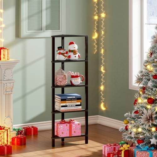 TUTOTAK Corner Shelf, 5-Tier Corner Bookshelf for Small Space