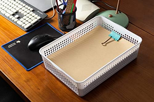Aebeky A4 Size Plastic Paper Storage Trays,Desktop File Organizer Baskets,6-Packs (White)