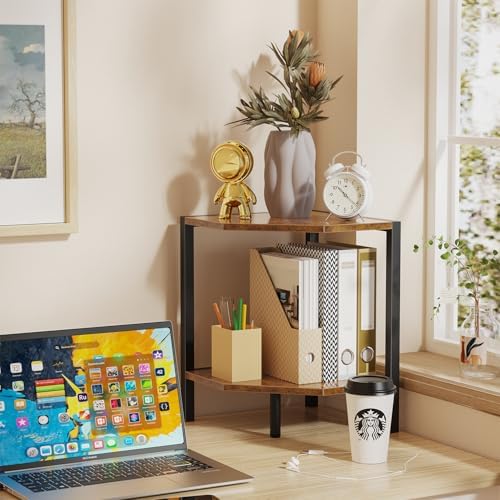 Creso hom Corner Shelf Stand, 2 Tier Industrial Corner Bookshelf