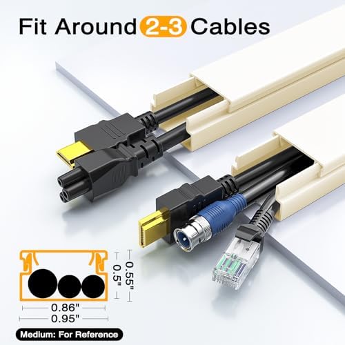 Cord Cover Wall, 157in Delamu Cord Hider Wall Mounted TV, Wire Covers for Cords Cable Management, Cable Raceway Cable Hi