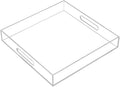 Clear Sturdy Acrylic Serving Tray with Handles - 12x12Inch - Coffee, Appetizer, Breakfast, Butler Tray - Kitchen Countertop & Makeup Drawer Organizer