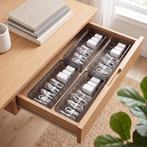 Tatuo Cord Organizer for Drawer Desktop, Gray, 4 Pack