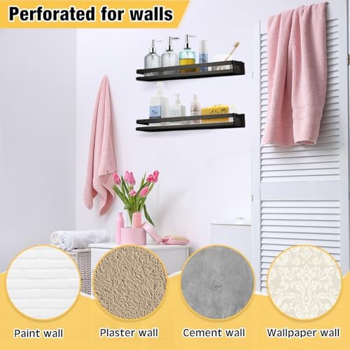 Lallisa 2 Pieces Stainless Steel Shelf Bathroom Shower Floating Shelves Wall Mounted Shower Caddy Basket Shelf Storage O
