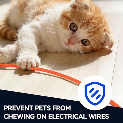 Cable Management, 16FT Wire Management Computer Cord Desk Organizer Protectors from Pets No Chew (Orange, 16mm-(2/3"))