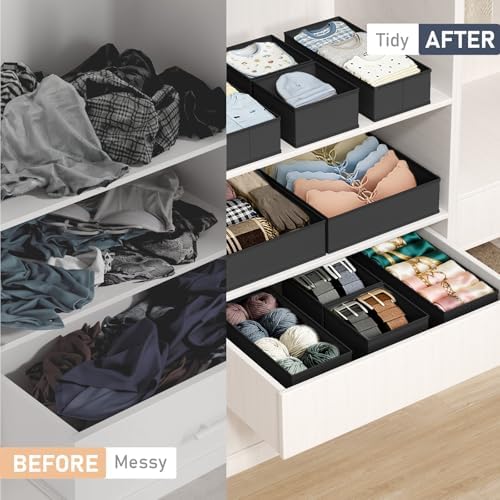 DIMJ Drawer Organizer Clothes Storage - 26 Pack Baby Dresser Organizer for Nursery, Foldable Closet Drawer Organizer Bins for Bedroom Organization, Fabric Storage Dividers for Socks, Underwears, Bras