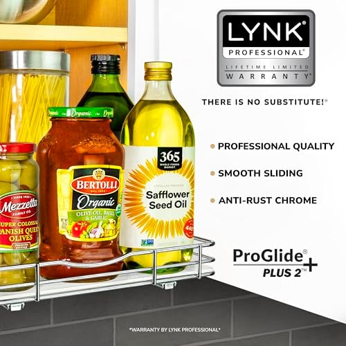 LYNK PROFESSIONAL® Pull Out Spice Organization for Cabinets - 12-3/8 inch Wide – Spice Rack for Inside Cabinets, Slide O