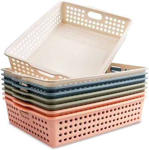 8 Pack Paper Organizer Baskets Trays, 14 In Plastic Storage Baskets