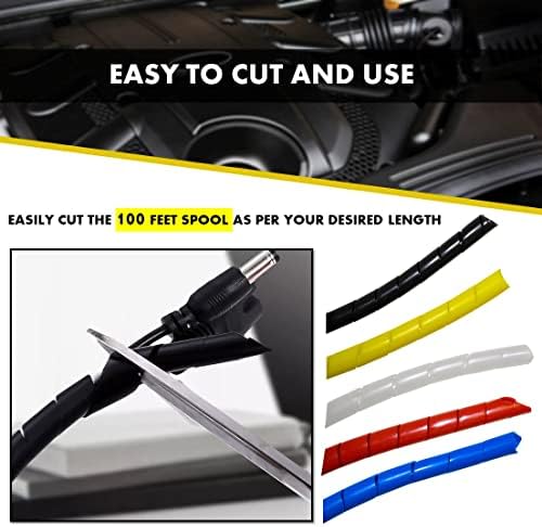 Kable Kontrol Vortex Spiral Cable Wrap - 1/2” Inch 100’ Feet Long - Hose Protector Flexible Polyethylene Wire Conduit Tu
