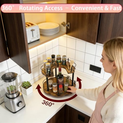12 Inch Wood Lazy Susan Organizer Spice Rack
