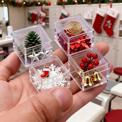 Small Clear Box Acrylic Boxes with Lids Plastic Square Cube 12 Pieces Small Storage Containers for Candy Pill and Tiny J
