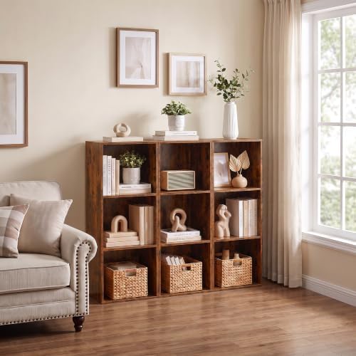 3 Cube Storage Organizer, 3 Tier Cube Cubby Shelf, Narrow Bookshelf Brown