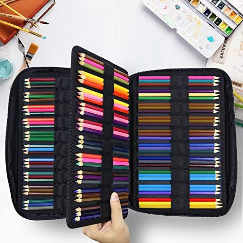 YOUSHARES Big Capacity Colored Pencil Case - 300 Slots large Pen Case Organizer with Multilayer Holder for Prismacolor Colored Pencils & Gel Pen (Wavy Blue)