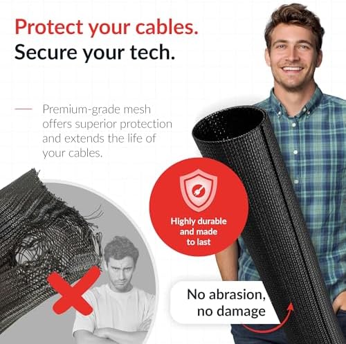 Cable Tube – Self-Closing & cuttable Cable Sleeve – Flexible Cable Channel for Cable Management at desks, PCs, TVs, etc.