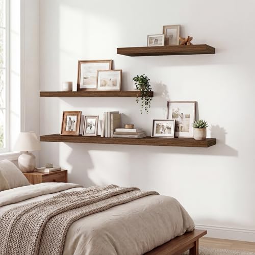 Acovy Floating Shelves for Wall 9 Inch,9.3" Deep Square Floating Shelf Set of 3,Wall Shelves Hanging Shelf with Invisibl