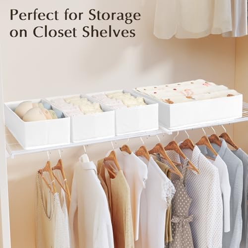 DIMJ Drawer Organizers Clothes, Set of 12 Dresser Organizer Bins, Fabric Closet Organizers and Storage, Shallow Drawer D