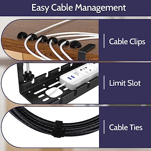 Shikha 2 Pack Cable Management Under Desk, 15.7"-31" Retractable Cable Management Tray, No Drilling Cord Organizer with 