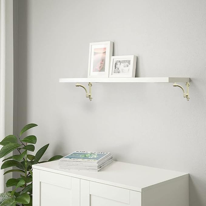NACH Decorative Shelf Brackets, 4 Pack of 5.25 x 1.25 x 5.25 inch White Cast Iron Shelf Brackets - Decorative Brackets White - Industrial Style Brackets