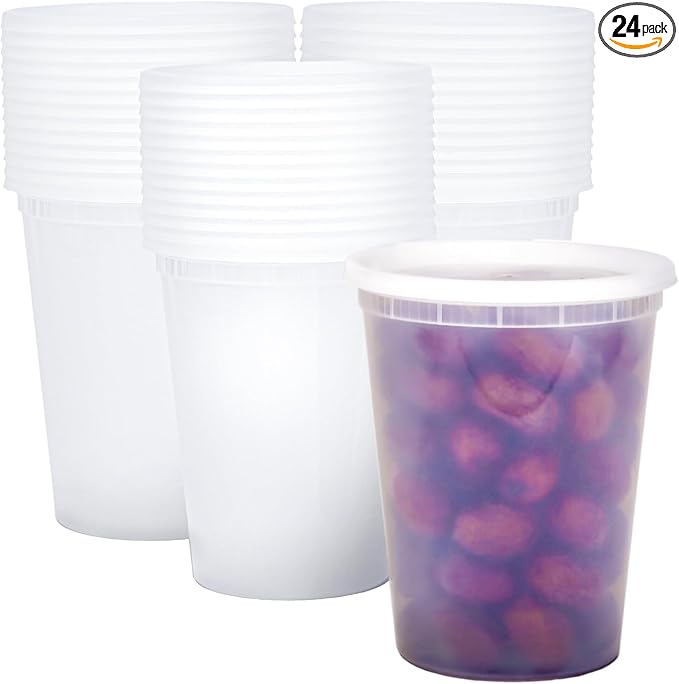 EASYTRIP [24 sets] 32oz Deli Containers with Lids，Food Storage Container with airtight lid，Plastic Soup Containers with Lids Meal Prep/BPA Free/Freezer Safe/Dishwasher Safe/Microwave Safe/Stackable