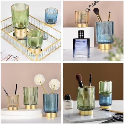DASITON Makeup Brush holder Organizer,Crystal Cosmetic Makeup Brush Glass Brushes Storage Holder, Vintage Make Up Brush 