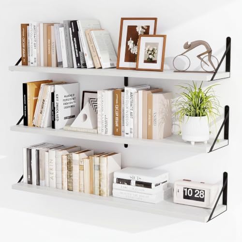Heimlove Floating Book Shelves for Wall,39.37Inches Long Wall Mounted Bookshelves,Heavy Duty Bracket Shelves for Living 
