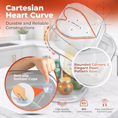 Oizeir Refrigerator Lazy Susan (2PK) - Clear Rectangular Fridge Organizer - Turntable Tray Lazy Susan for Refrigerator -