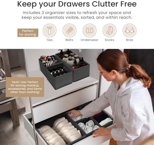 Reli. Drawer Organizers Clothes 14 Pack | Foldable Dresser Drawer Organizer