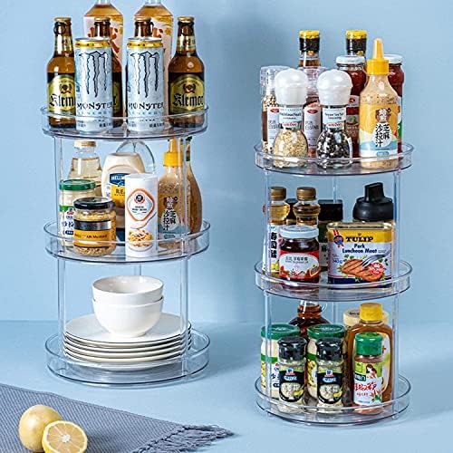 3 Tier Clear Lazy Susan Organizer, 360 Degree Rotating Round Lazy Susan Turntable 9" Non-Skid Rotating Organization Stor
