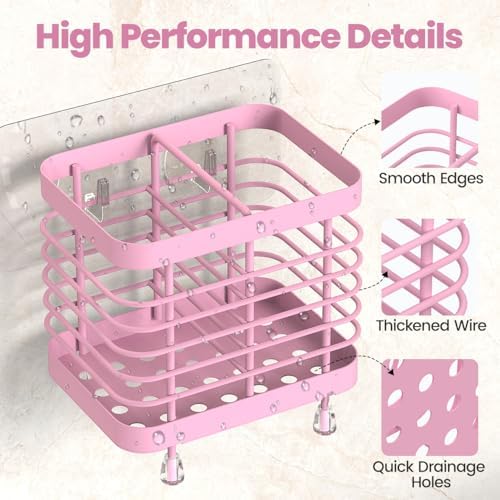 Luxspire Toothbrush Holders for Bathroom, Stainless Steel, 2 Slots, Pink