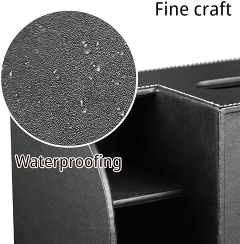 PU Leather Square Tissue Box Cover with Storage Tray,Cube Tissue Box Holder