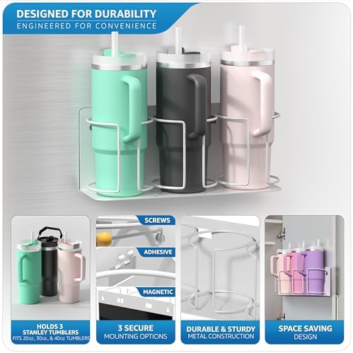 Sorbus Magnetic Cup Holder for Fridge, 3-Cup Organizer (White, 1 Pack)