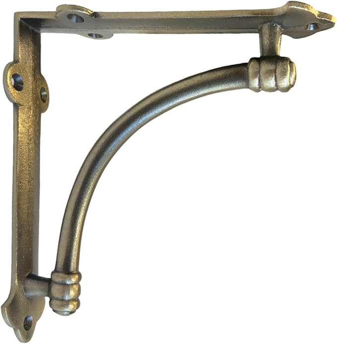 NACH Decorative Shelf Brackets, 4 Pack of 7.25 x 1.6 x 7.25 inch Gold Brackets - Cast Iron Shelf Brackets for Mounting - Industrial Style Decorative Brackets - Slim Version - AD-90-064GM