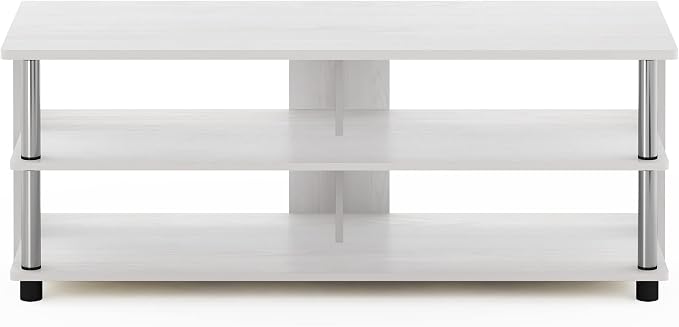Furinno Turn-N-Tube Shoe Rack, 3-Tier Shoe Organizer, Compact Shoe Storage with Open Shelves and Stainless Steel Tubes, 15.5 x 41.1 x 15.8, for Closet Entryway, Office, Garage, White Oak