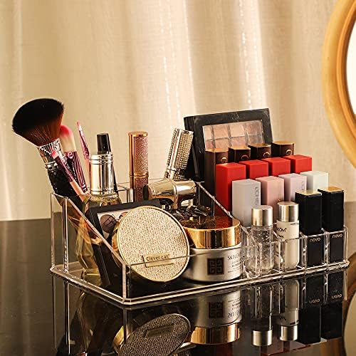 Cq acrylic 3 Pack Clear Make Up Organizer Countertop,Stackable 8 Drawers Makeup Storage,Cute Vanity Organizers for Dress