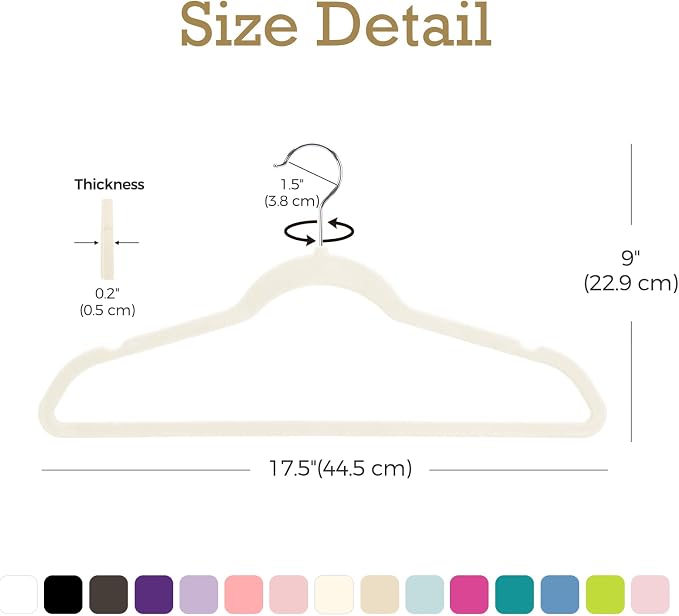 HOUSE DAY Ivory Velvet Hangers 40 Pack, Non Slip Clothes Felt Hanger Heavy Duty for Coat, Premium Slim Space Saving Suit Hangers for Closet Organizer, 360° Rotating Silver Hook