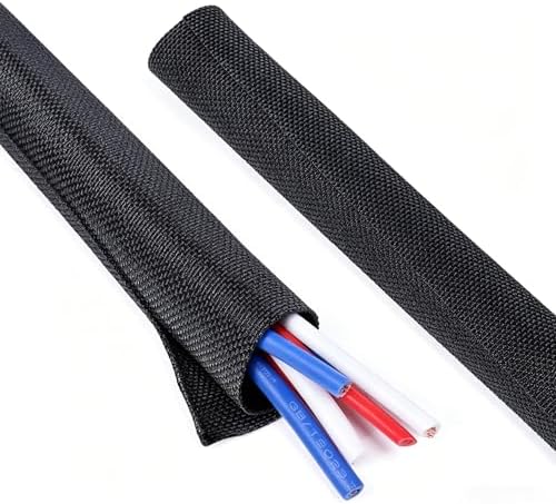 Black Split Braided Cable Management Sleeves 3/4inch -12Feet