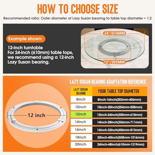 Lazy Susan Hardware 12 Inch, 500lbs Heavy Duty Bearing