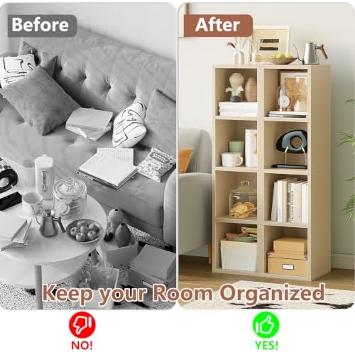 4-Tier Tall Narrow Bookshelf,Slim Bookcase with Open Cubes