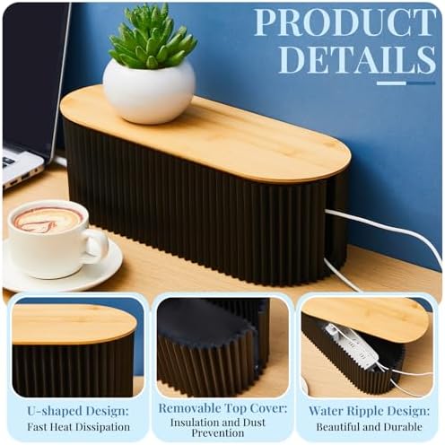 2 Pcs Cable Management Box, Fits Most Power Sockets, 11.8x5.1x4.3 in
